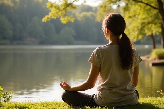 Una persona che medita in un ambiente naturale e sereno, simbolo di uno stile di vita equilibrato e benessere mentale.