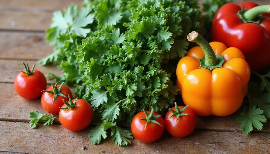 Varietà di verdure fresche e colorate su un tavolo di legno, pronte per essere cucinate.